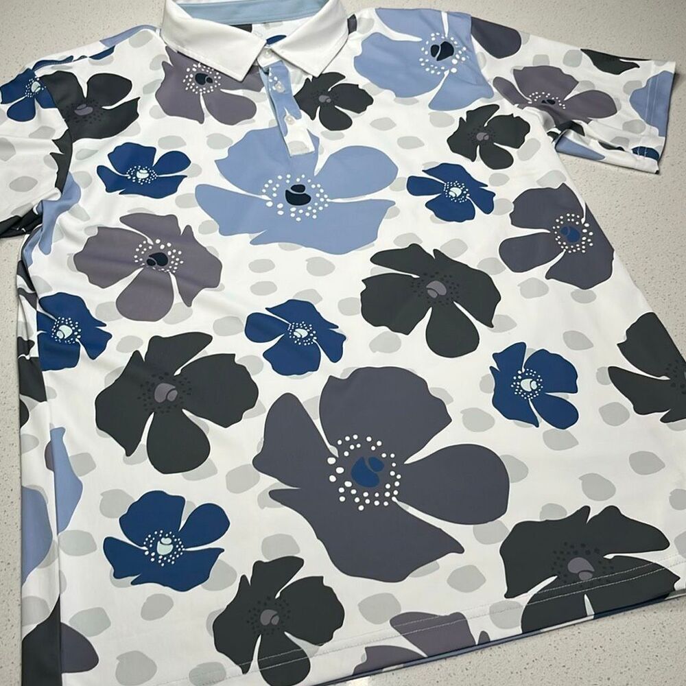 Swannies Mellblom Floral Flower Pattern Golf Polo Mens Large
